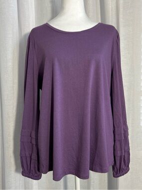 Chico's Purple Long Sleeve Ruffle-Sleeve Top